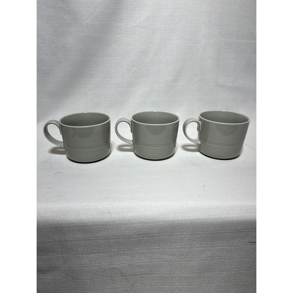 3 Crate & Barrel AARON PROBYN Light Gray Coffee Tea Mugs - Picture 2 of 9